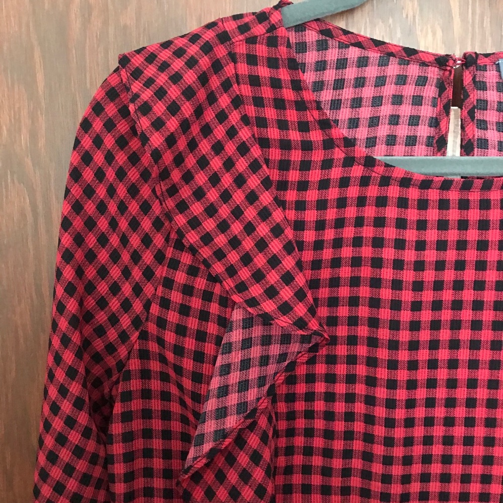 Buffalo Plaid Ruffle Top - Picture 3 of 9